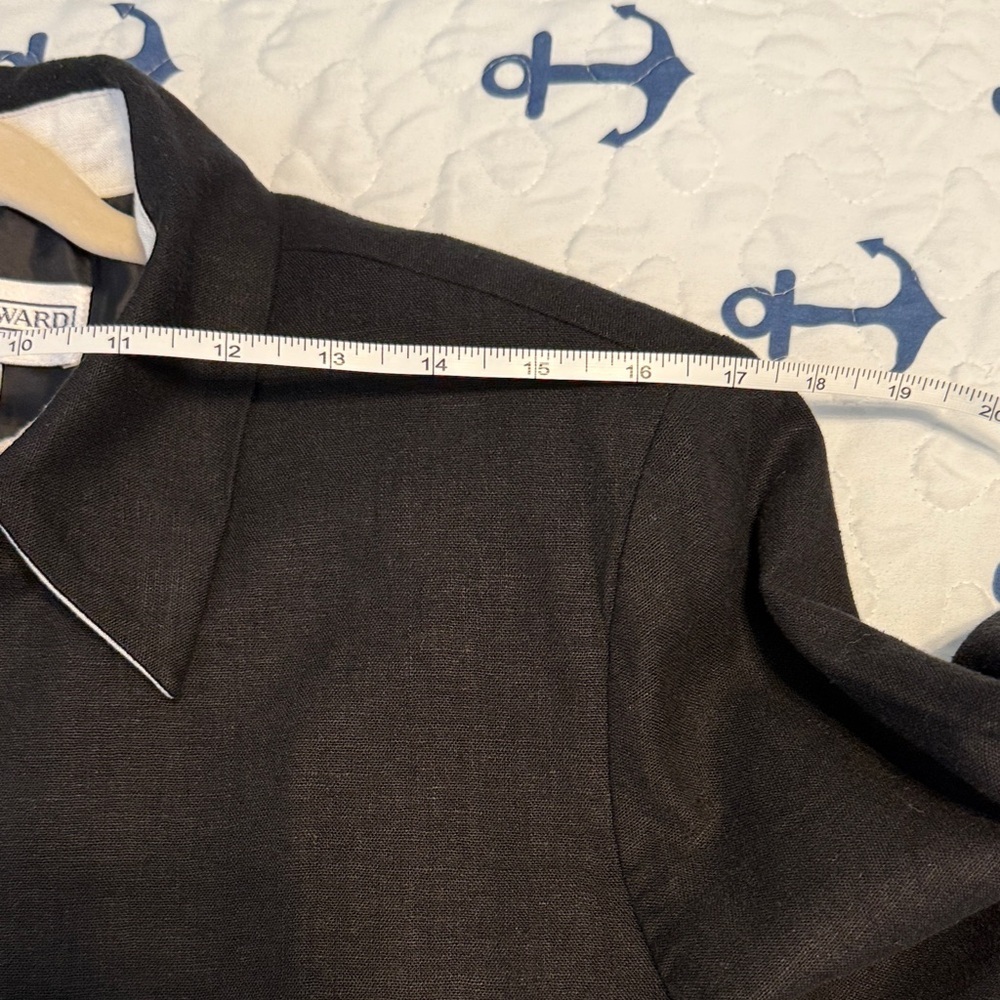 Jessica Howard Vintage Black Linen Blend Zip Up Jacket Contrast Cuff Size 12 - Picture 8 of 10